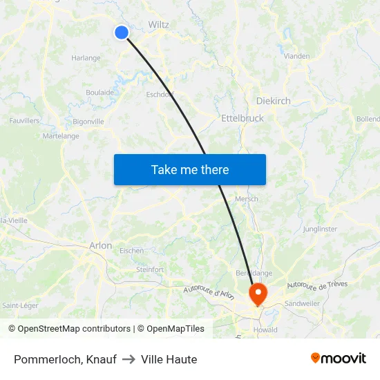 Pommerloch, Knauf to Ville Haute map