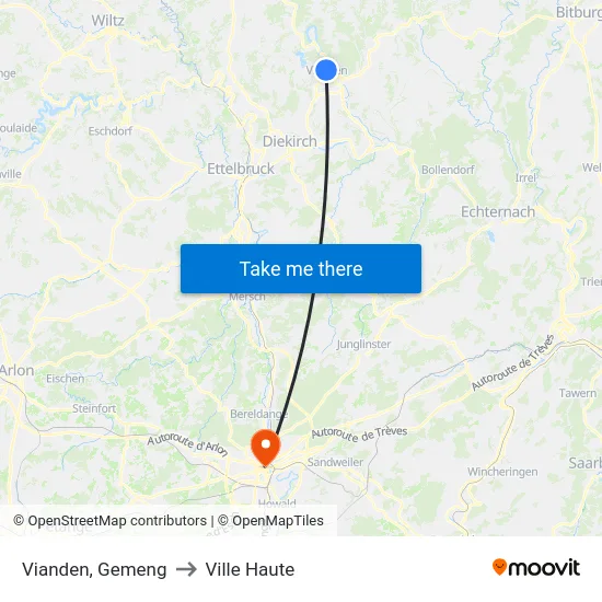 Vianden, Gemeng to Ville Haute map