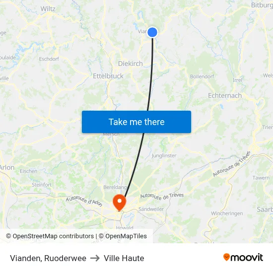 Vianden, Ruoderwee to Ville Haute map