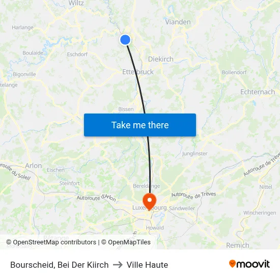 Bourscheid, Bei Der Kiirch to Ville Haute map