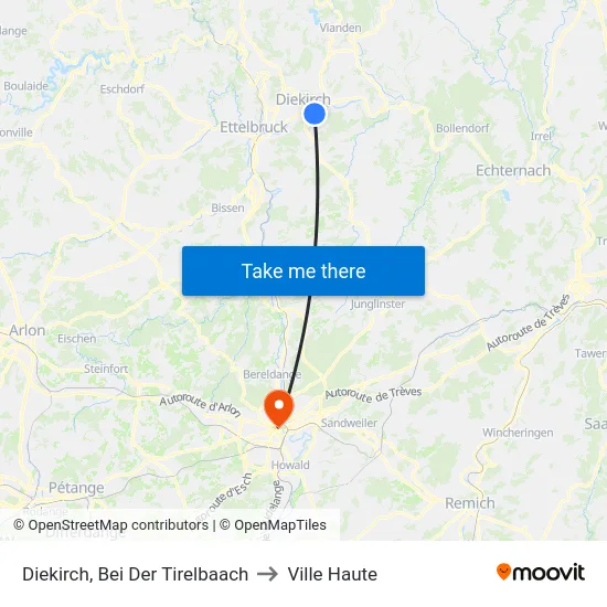 Diekirch, Bei Der Tirelbaach to Ville Haute map