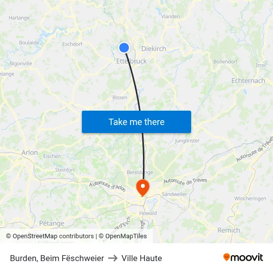 Burden, Beim Fëschweier to Ville Haute map