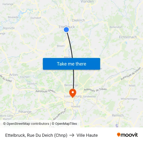 Ettelbruck, Rue Du Deich (Chnp) to Ville Haute map