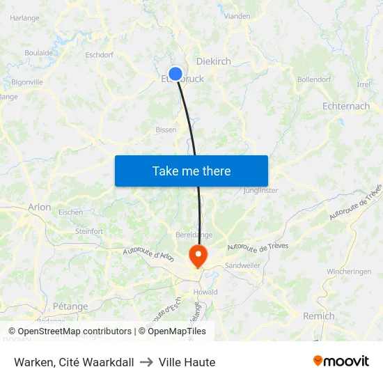 Warken, Cité Waarkdall to Ville Haute map