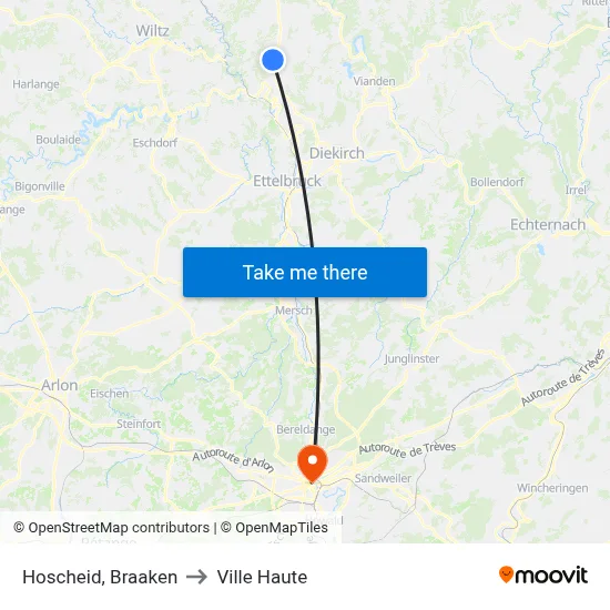 Hoscheid, Braaken to Ville Haute map