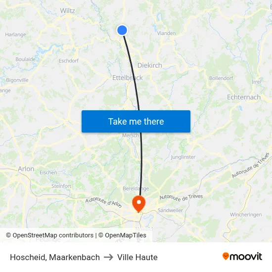 Hoscheid, Maarkenbach to Ville Haute map
