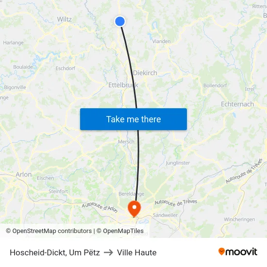 Hoscheid-Dickt, Um Pëtz to Ville Haute map