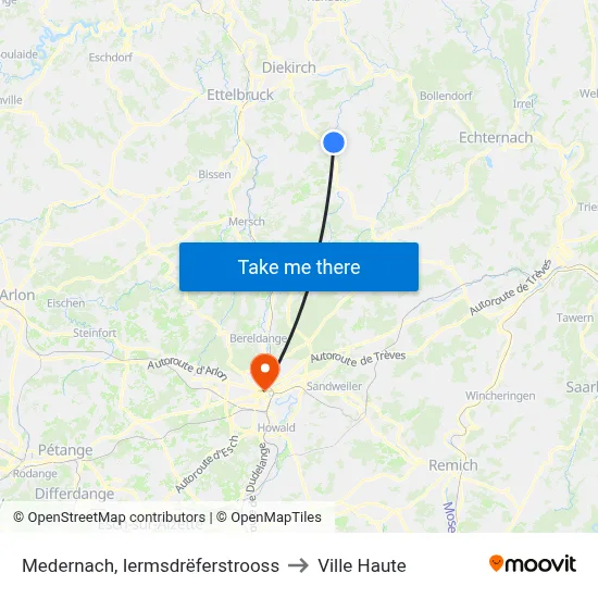 Medernach, Iermsdrëferstrooss to Ville Haute map