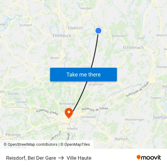 Reisdorf, Bei Der Gare to Ville Haute map