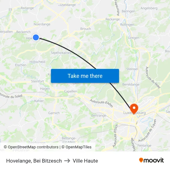 Hovelange, Bei Bitzesch to Ville Haute map
