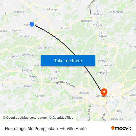 Noerdange, Ale Pompjesbau to Ville Haute map