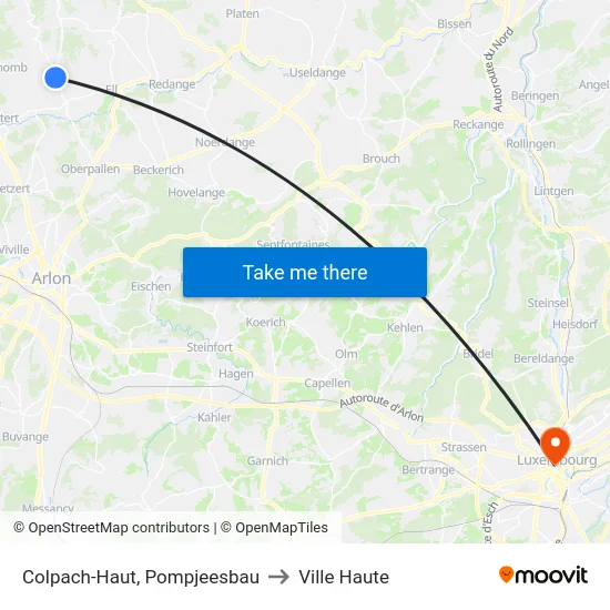 Colpach-Haut, Pompjeesbau to Ville Haute map