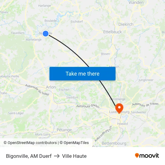 Bigonville, AM Duerf to Ville Haute map
