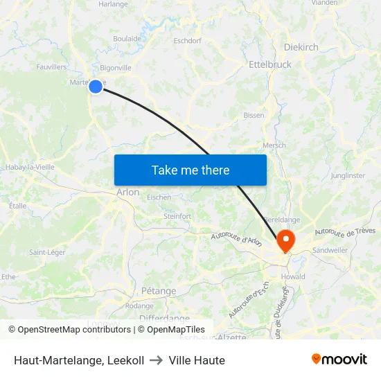 Haut-Martelange, Leekoll to Ville Haute map