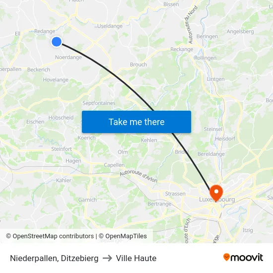 Niederpallen, Ditzebierg to Ville Haute map