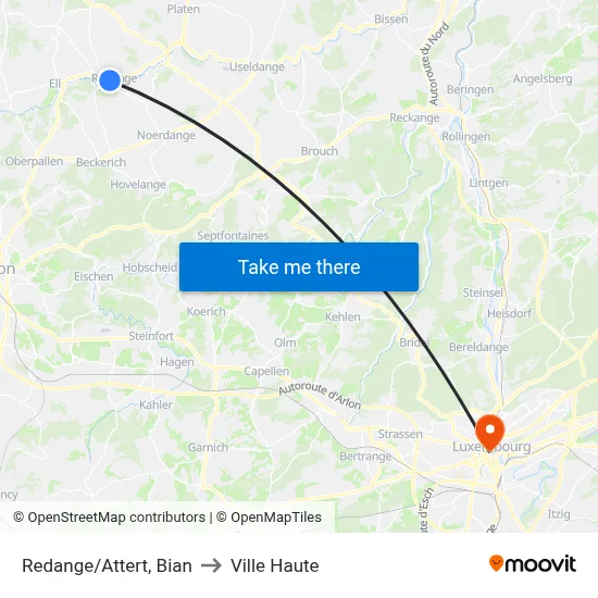 Redange/Attert, Bian to Ville Haute map