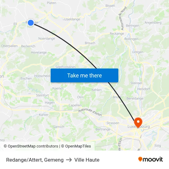 Redange/Attert, Gemeng to Ville Haute map