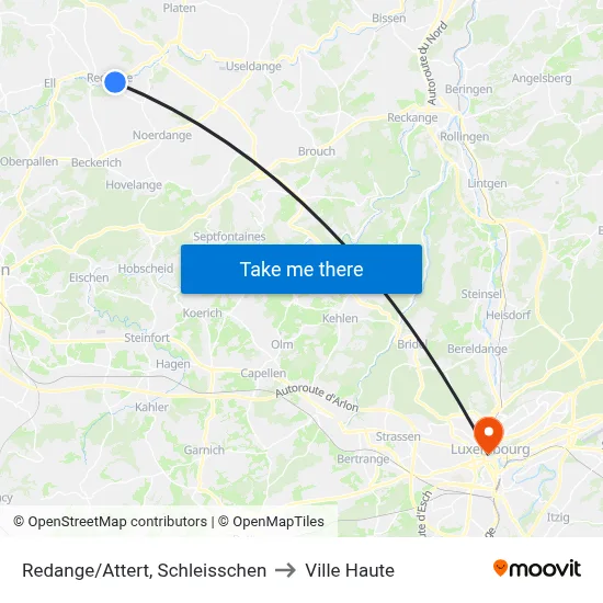 Redange/Attert, Schleisschen to Ville Haute map