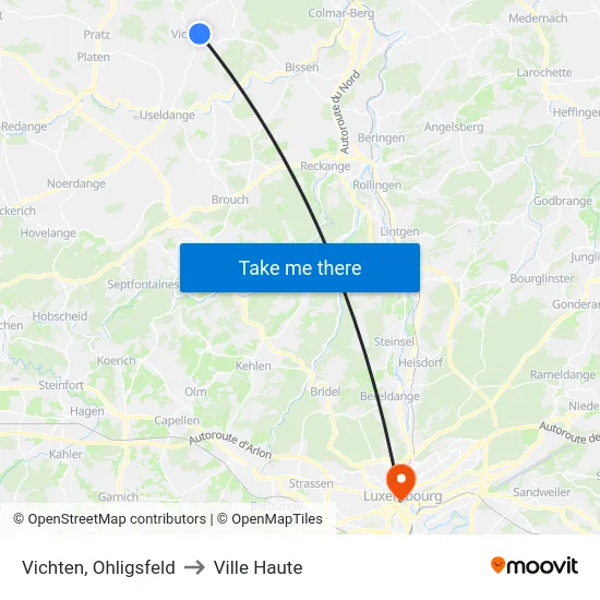 Vichten, Ohligsfeld to Ville Haute map