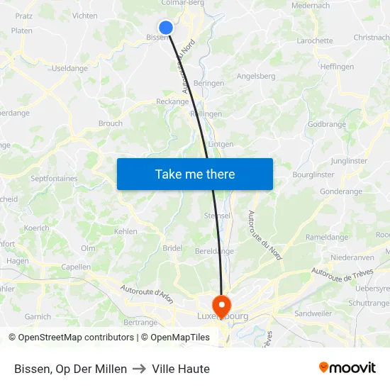 Bissen, Op Der Millen to Ville Haute map