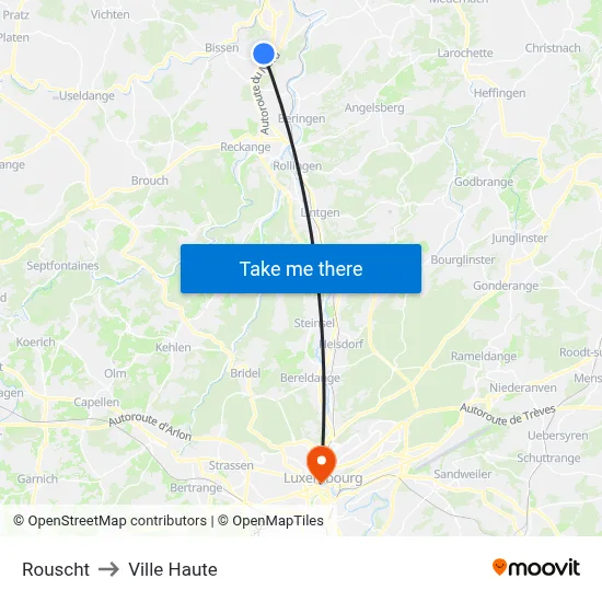 Rouscht to Ville Haute map