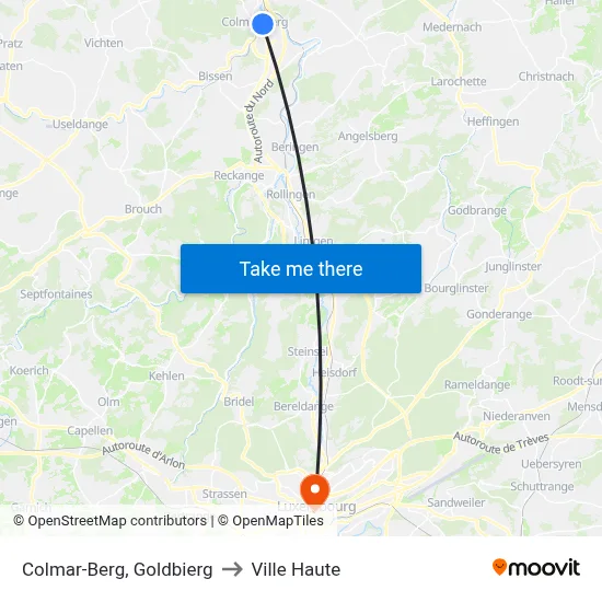 Colmar-Berg, Goldbierg to Ville Haute map