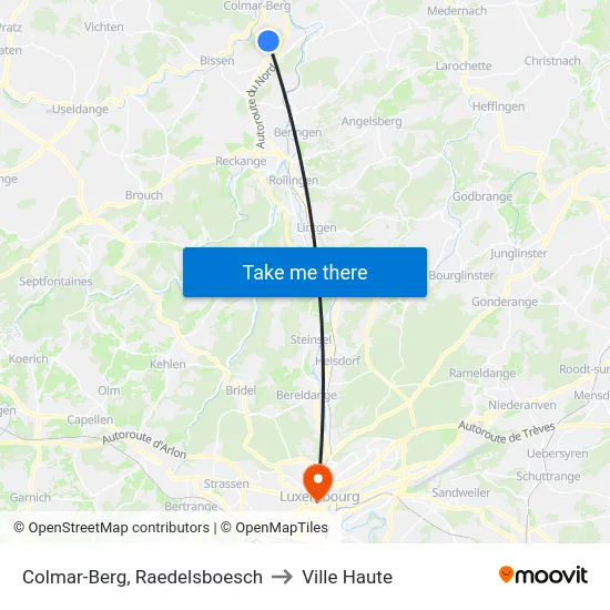 Colmar-Berg, Raedelsboesch to Ville Haute map