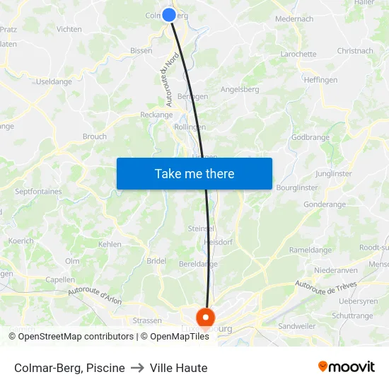 Colmar-Berg, Piscine to Ville Haute map