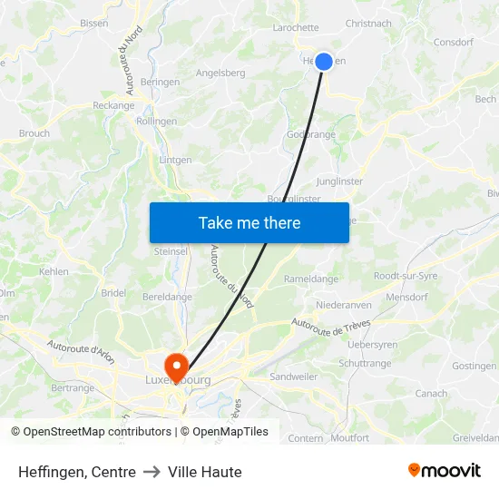 Heffingen, Centre to Ville Haute map