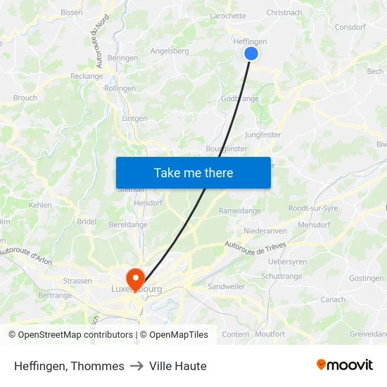 Heffingen, Thommes to Ville Haute map