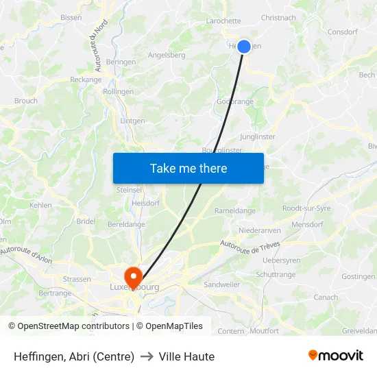 Heffingen, Abri (Centre) to Ville Haute map