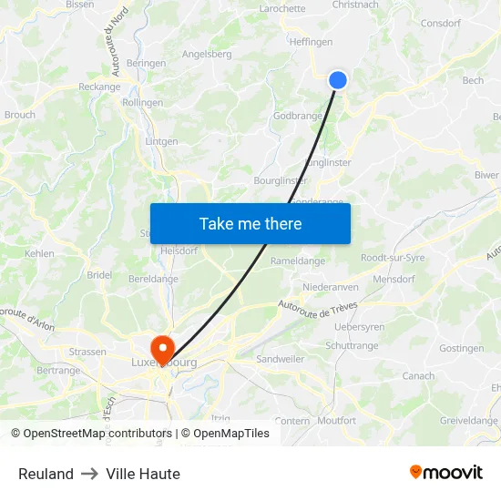 Reuland to Ville Haute map