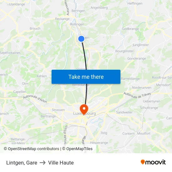 Lintgen, Gare to Ville Haute map