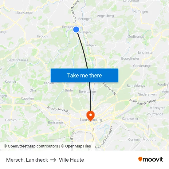 Mersch, Lankheck to Ville Haute map