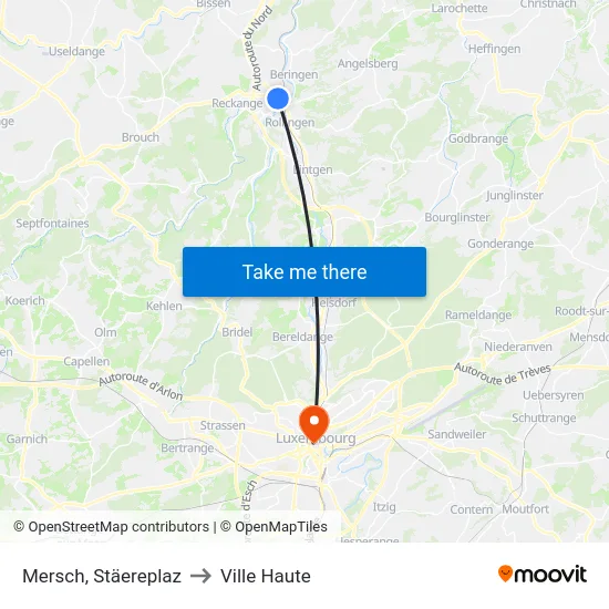 Mersch, Stäereplaz to Ville Haute map