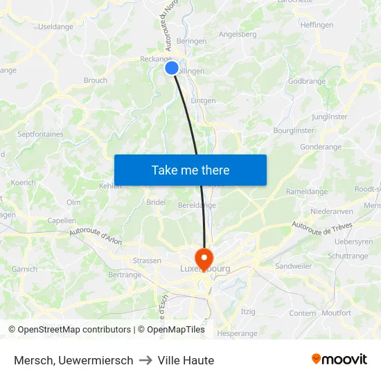 Mersch, Uewermiersch to Ville Haute map