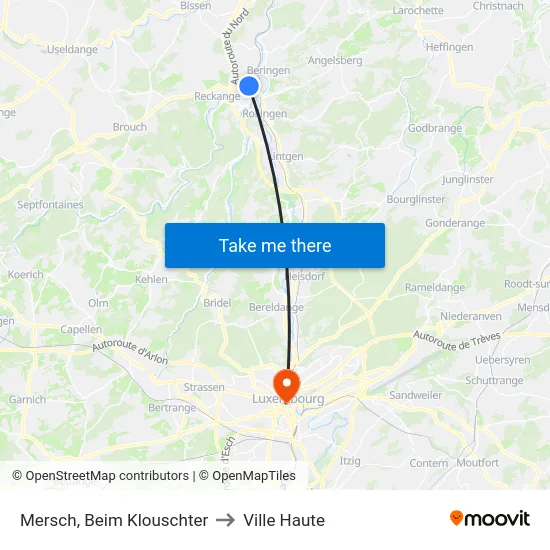 Mersch, Beim Klouschter to Ville Haute map