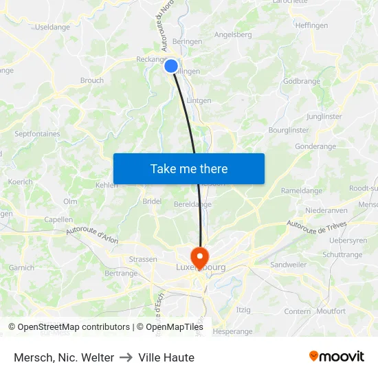 Mersch, Nic. Welter to Ville Haute map