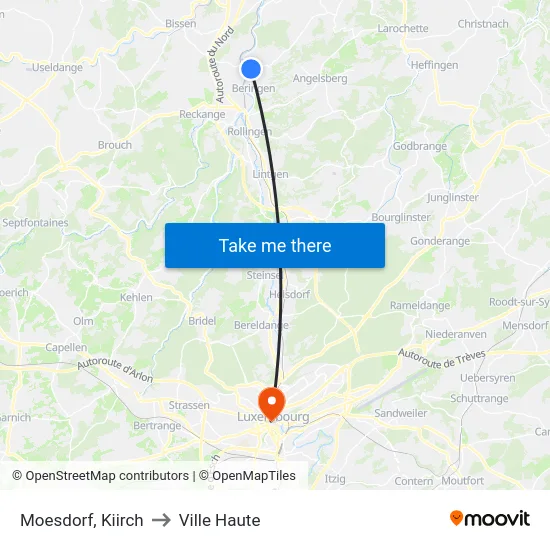 Moesdorf, Kiirch to Ville Haute map