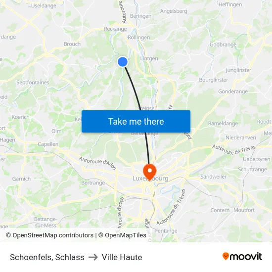 Schoenfels, Schlass to Ville Haute map