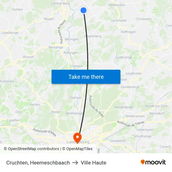Cruchten, Heemeschbaach to Ville Haute map