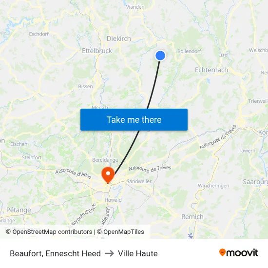 Beaufort, Ennescht Heed to Ville Haute map