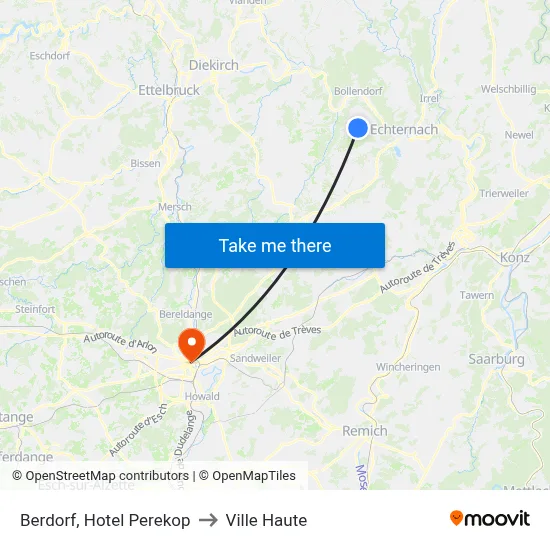 Berdorf, Hotel Perekop to Ville Haute map