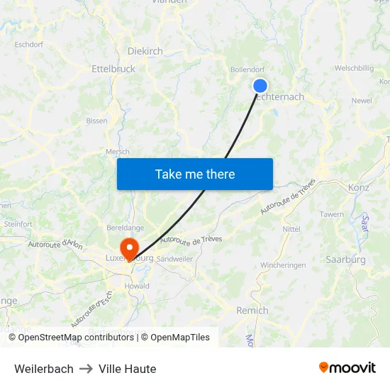 Weilerbach to Ville Haute map