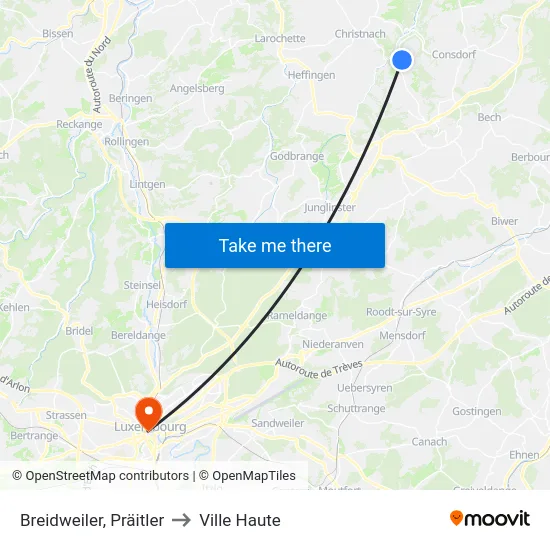 Breidweiler, Präitler to Ville Haute map