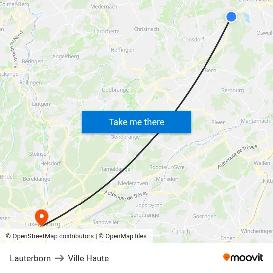 Lauterborn to Ville Haute map