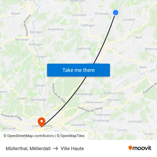 Müllerthal, Mëllerdall to Ville Haute map