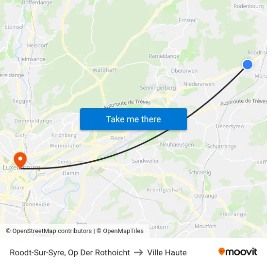 Roodt-Sur-Syre, Op Der Rothoicht to Ville Haute map