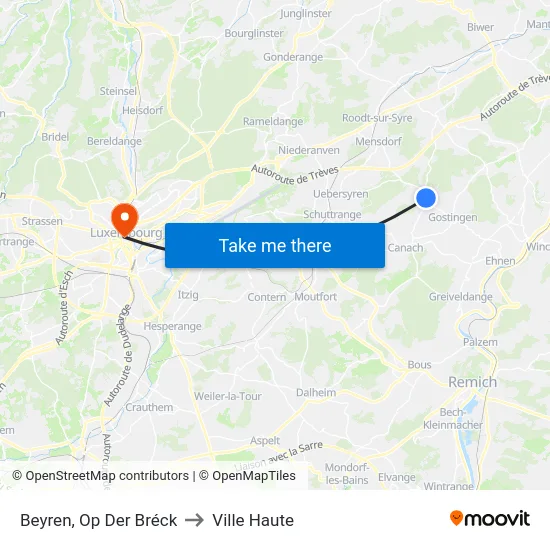 Beyren, Op Der Bréck to Ville Haute map