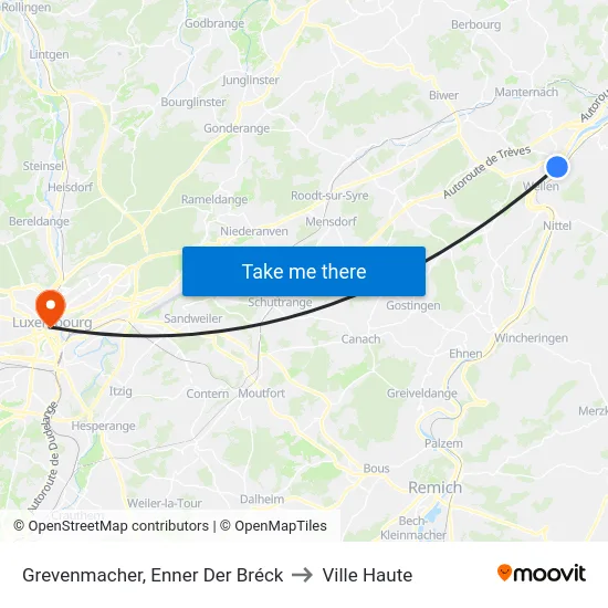 Grevenmacher, Enner Der Bréck to Ville Haute map